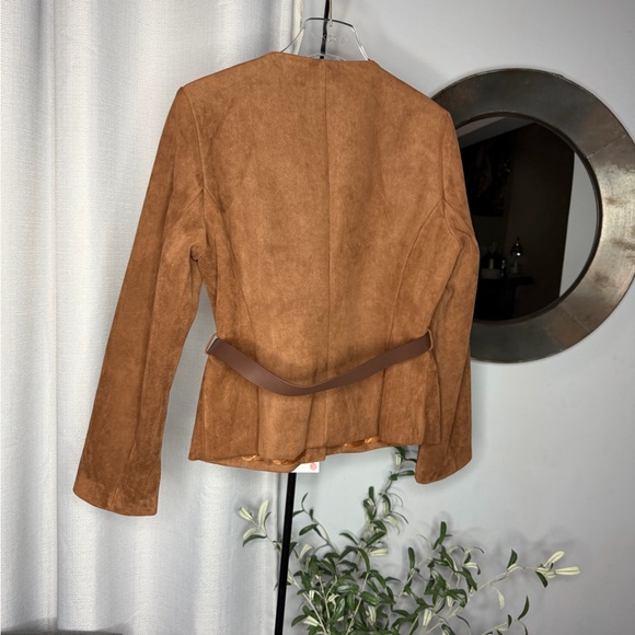 NWT Zara Woman Faux Suede Belted Jacket Balzer Size L Large - Picture 9 of 12